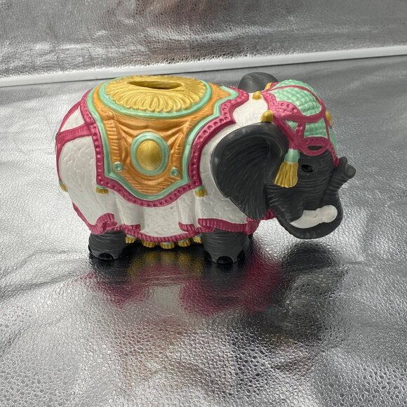 Vintage Arnel's Pottery‎ India Parade Elephant Piggy Bank Hand Painted - Picture 10 of 12